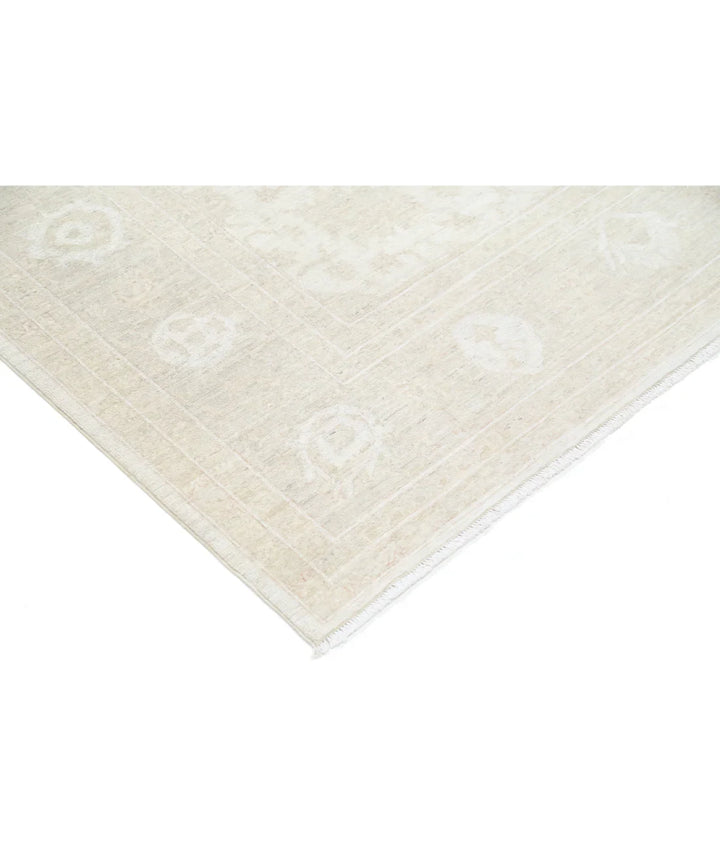 Ivory Afghan Tabriz Rug 8' 1" x 9' 7" Hand-Knotted | No. AT81648