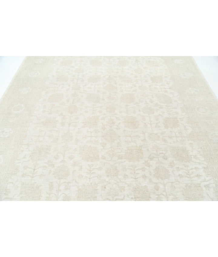 Ivory Afghan Tabriz Rug 8' 1" x 9' 7" Hand-Knotted | No. AT81648