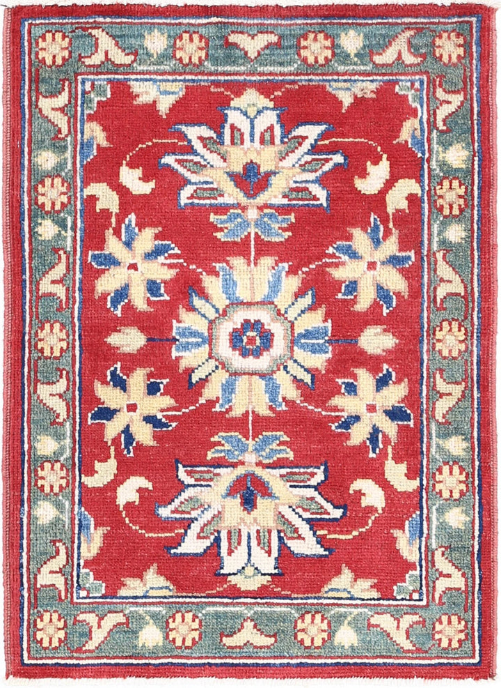 Red Afghan Oriental Rug 2'1" x 2'9" Hand-Knotted