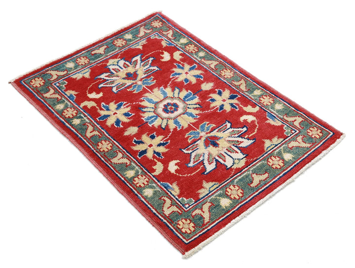 Red Afghan Oriental Rug 2'1" x 2'9" Hand-Knotted pattern