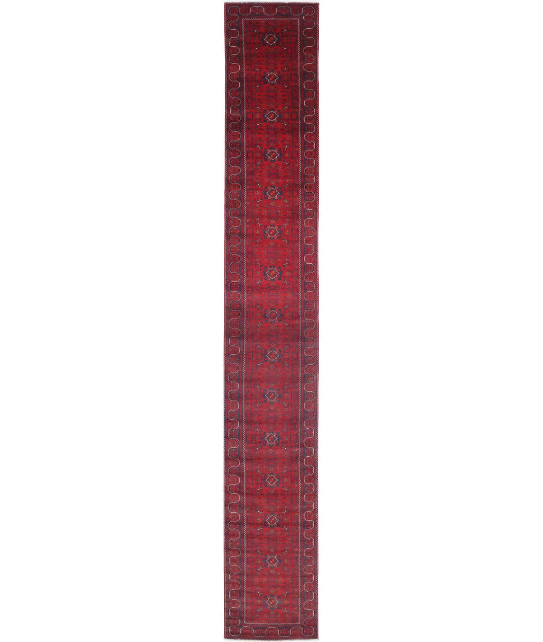 Red Afghan Tribal Rug 2'6" x 22'1" Hand-Knotted