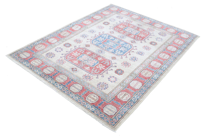 Afghan Royal Kazak Rug 4' 8" x 5' 11" Hand-Knotted | No. AT81844