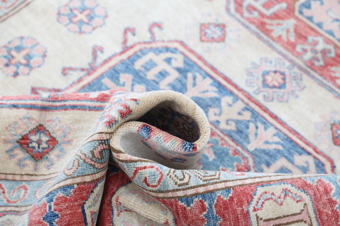Afghan Royal Kazak Rug 4' 8" x 5' 11" Hand-Knotted | No. AT81844