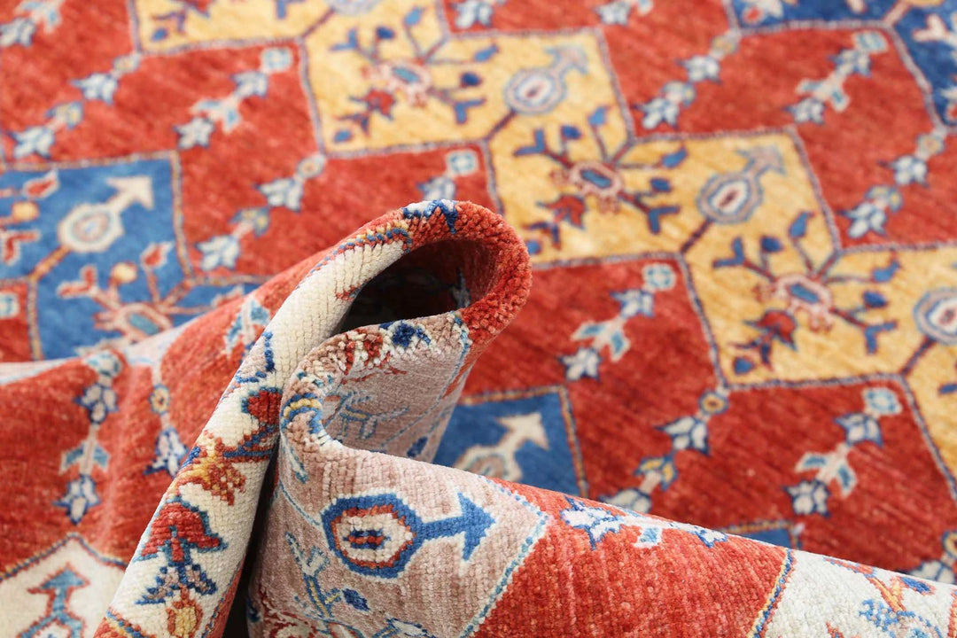 Red Afghan Oriental Rug 5' 6" x 7' 10" Hand-Knotted | No. AT81918
