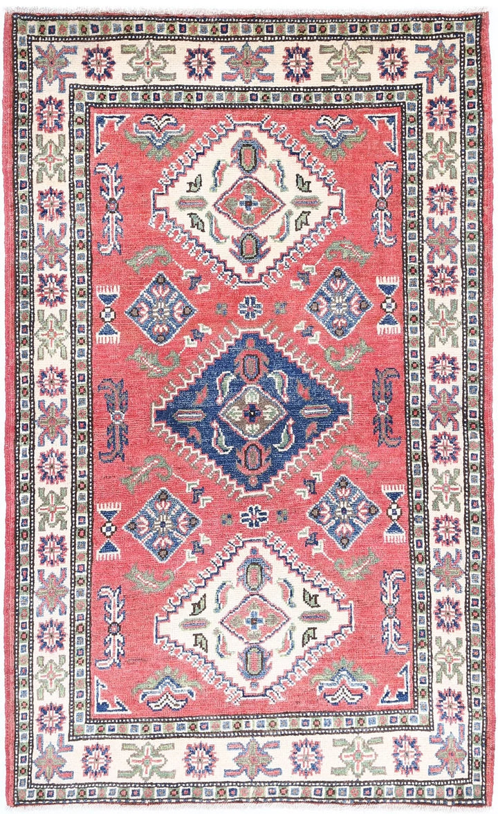 Afghan Kazak Rug 3' 0" x 5' 0" Hand-Knotted | No. AT81984