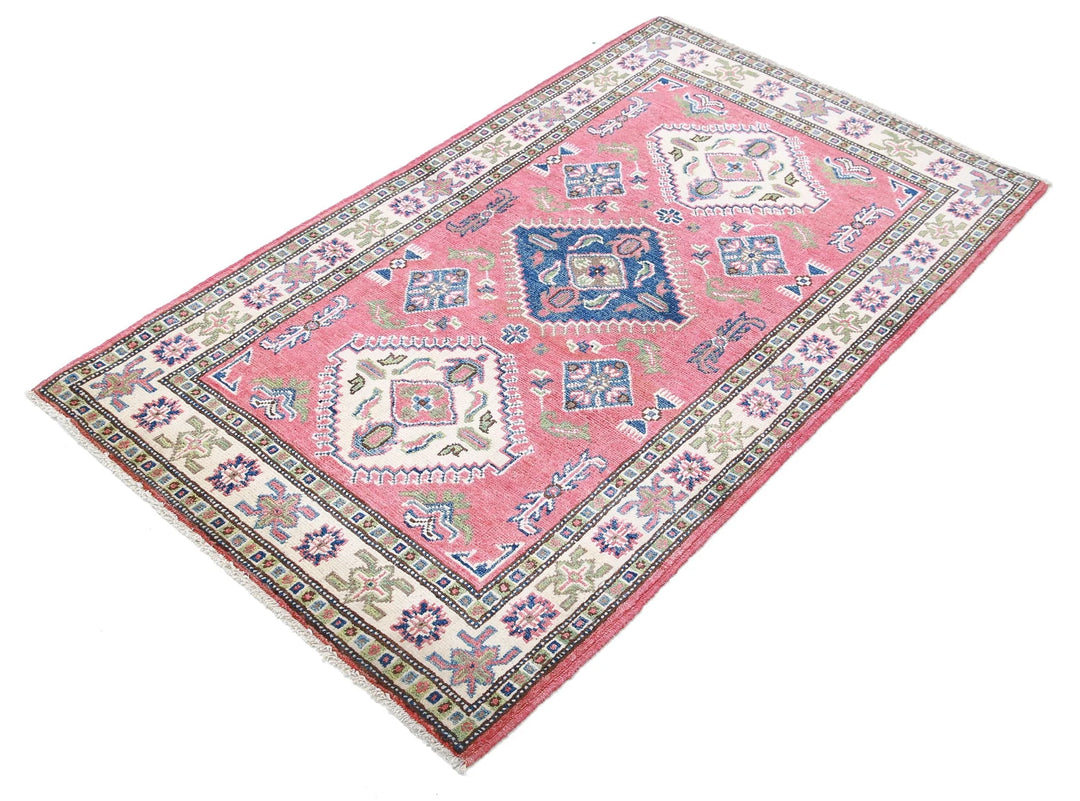 Afghan Kazak Rug 3' 0" x 5' 0" Hand-Knotted | No. AT81984