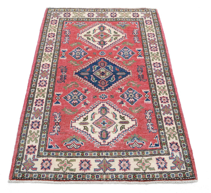 Afghan Kazak Rug 3' 0" x 5' 0" Hand-Knotted | No. AT81984