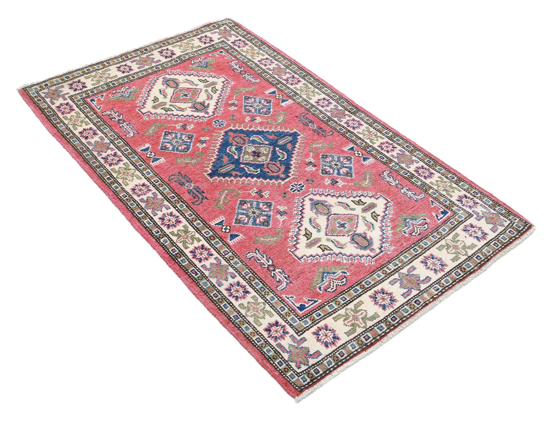 Afghan Kazak Rug 3' 0" x 5' 0" Hand-Knotted | No. AT81984