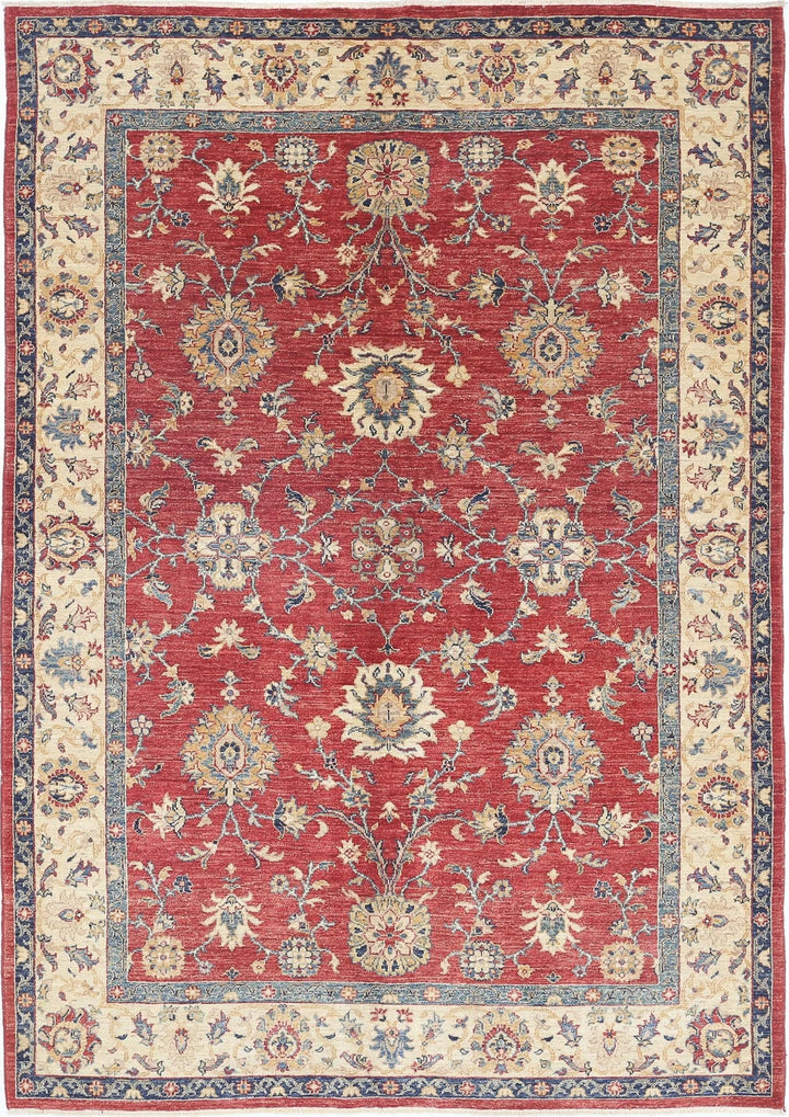 Red Afghan Ziegler Rug 5' 7" x 8' 1" Hand-Knotted | No. AT81993