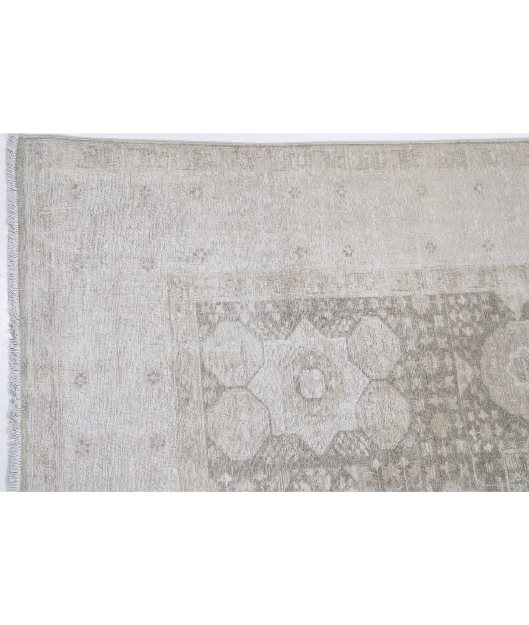 Green Afghan Mamluk Rug 6' 6" x 9' 6" Hand-Knotted | No. AT819944
