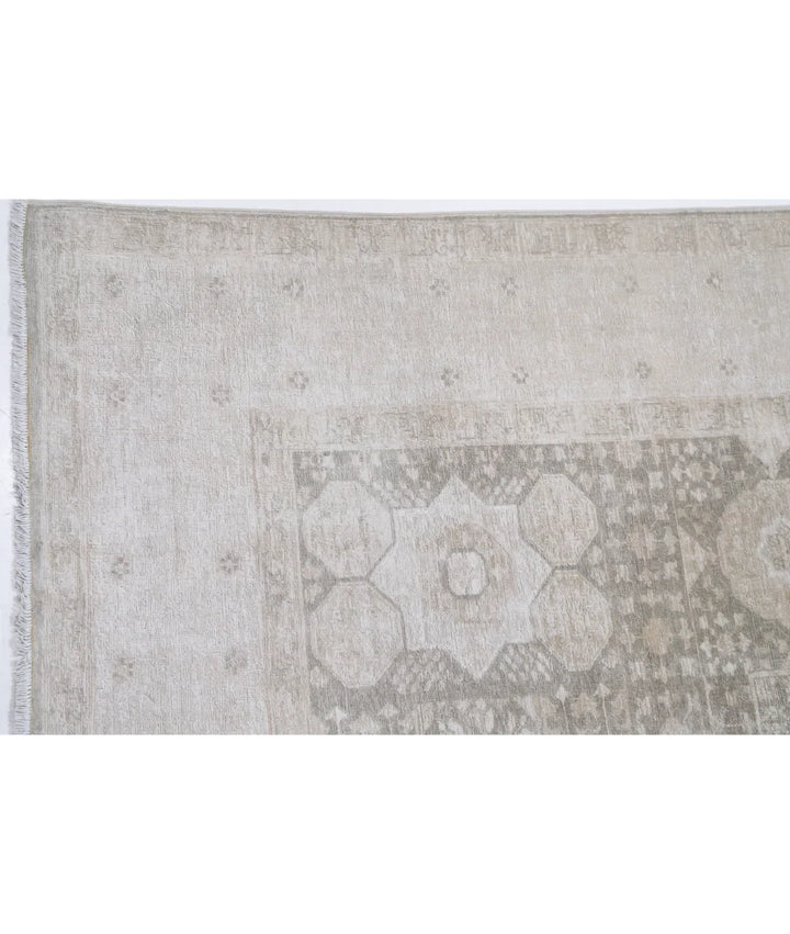 Green Afghan Mamluk Rug 6' 6" x 9' 6" Hand-Knotted | No. AT819944