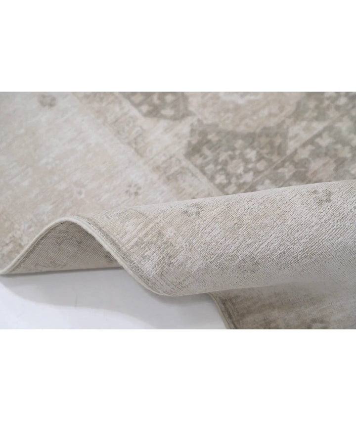 Green Afghan Mamluk Rug 6' 6" x 9' 6" Hand-Knotted | No. AT819944