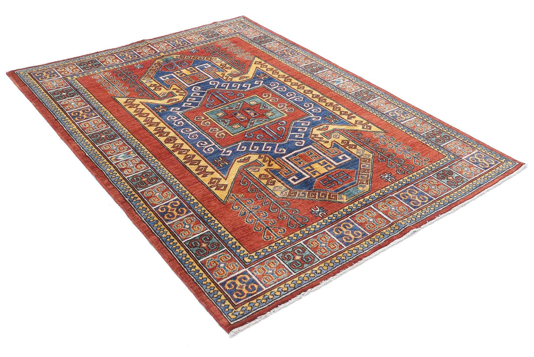Afghan Humna Rug 4' 10" x 6' 7" Hand-Knotted | No. AT82076