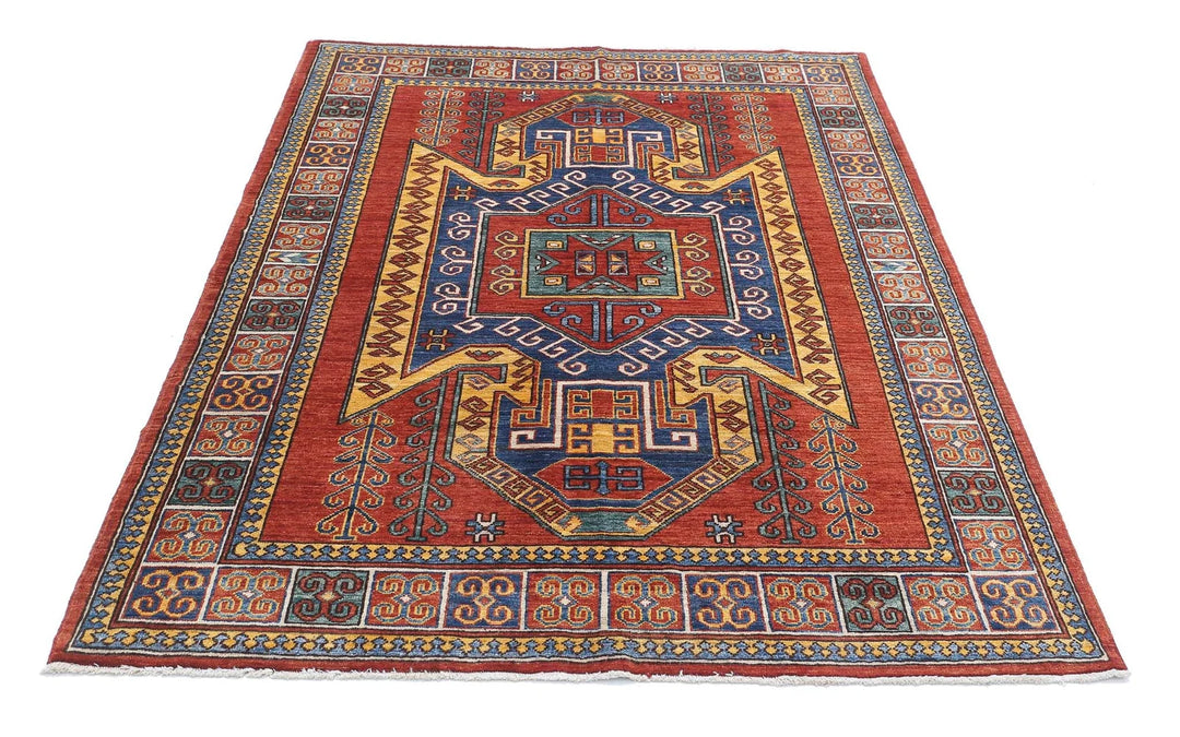 Afghan Humna Rug 4' 10" x 6' 7" Hand-Knotted | No. AT82076