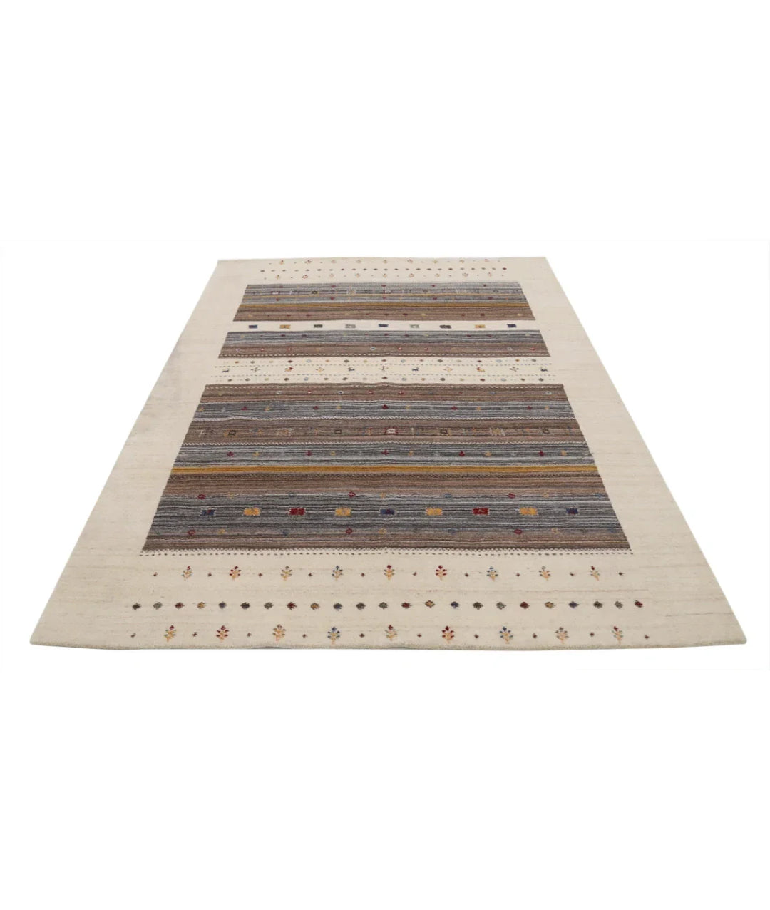 Ivory Indian Lori Rug 5' 8" x 7' 7" Hand-Knotted | No. AT82113