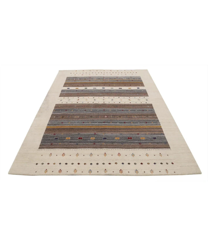 Ivory Indian Lori Rug 5' 8" x 7' 7" Hand-Knotted | No. AT82113