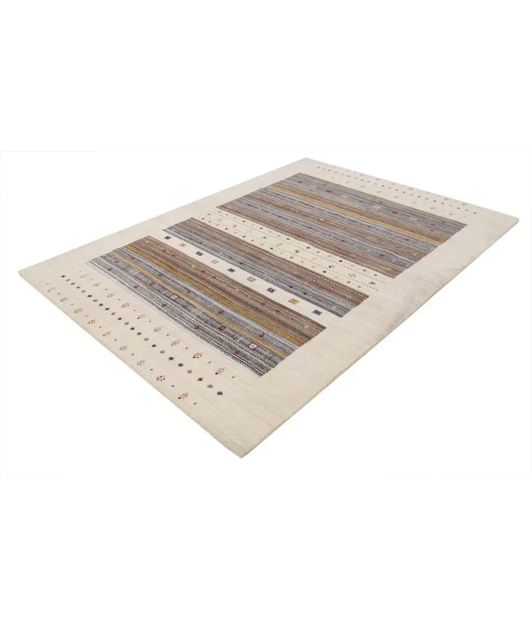 Ivory Indian Lori Rug 5' 8" x 7' 7" Hand-Knotted | No. AT82113