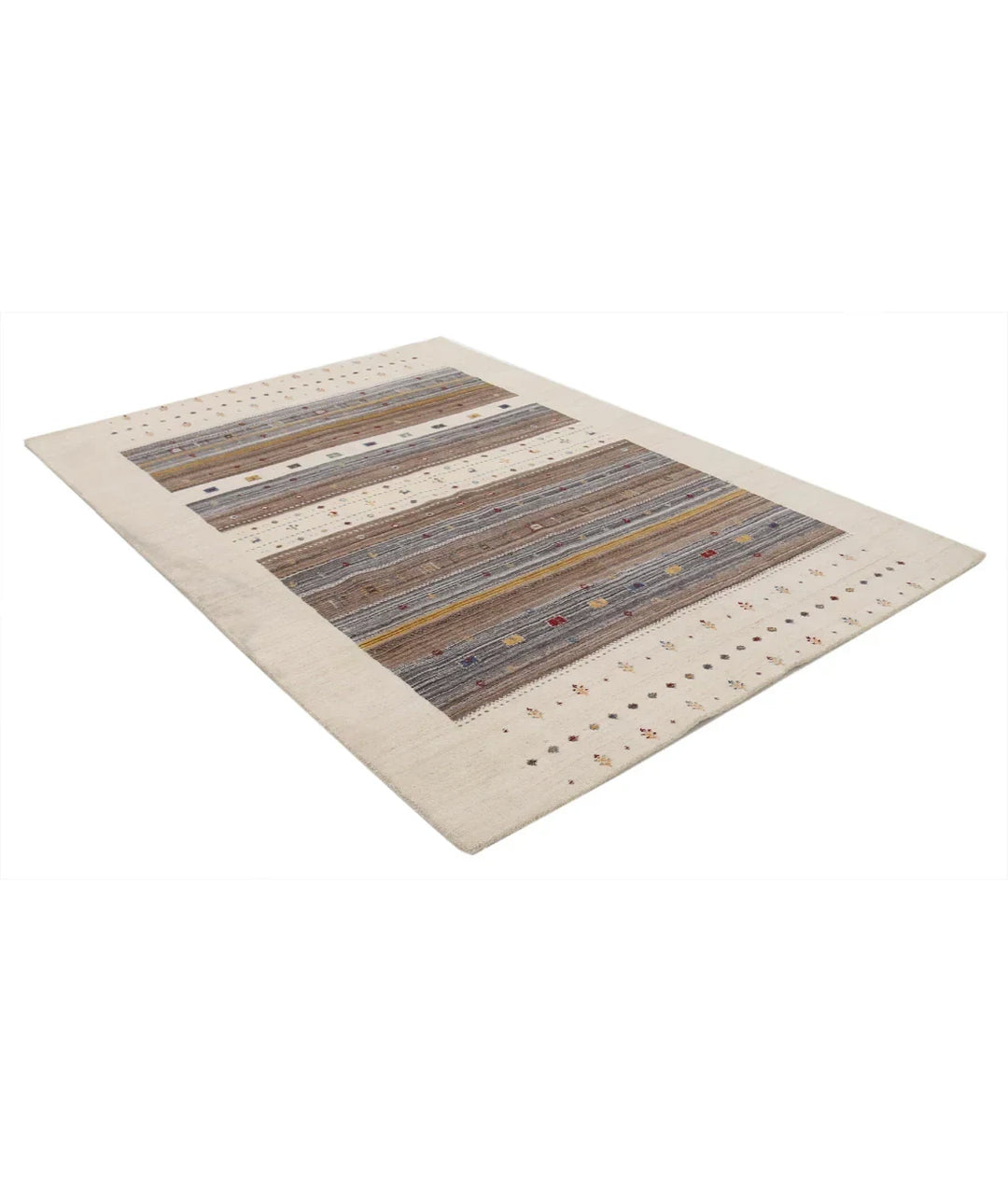Ivory Indian Lori Rug 5' 8" x 7' 7" Hand-Knotted | No. AT82113