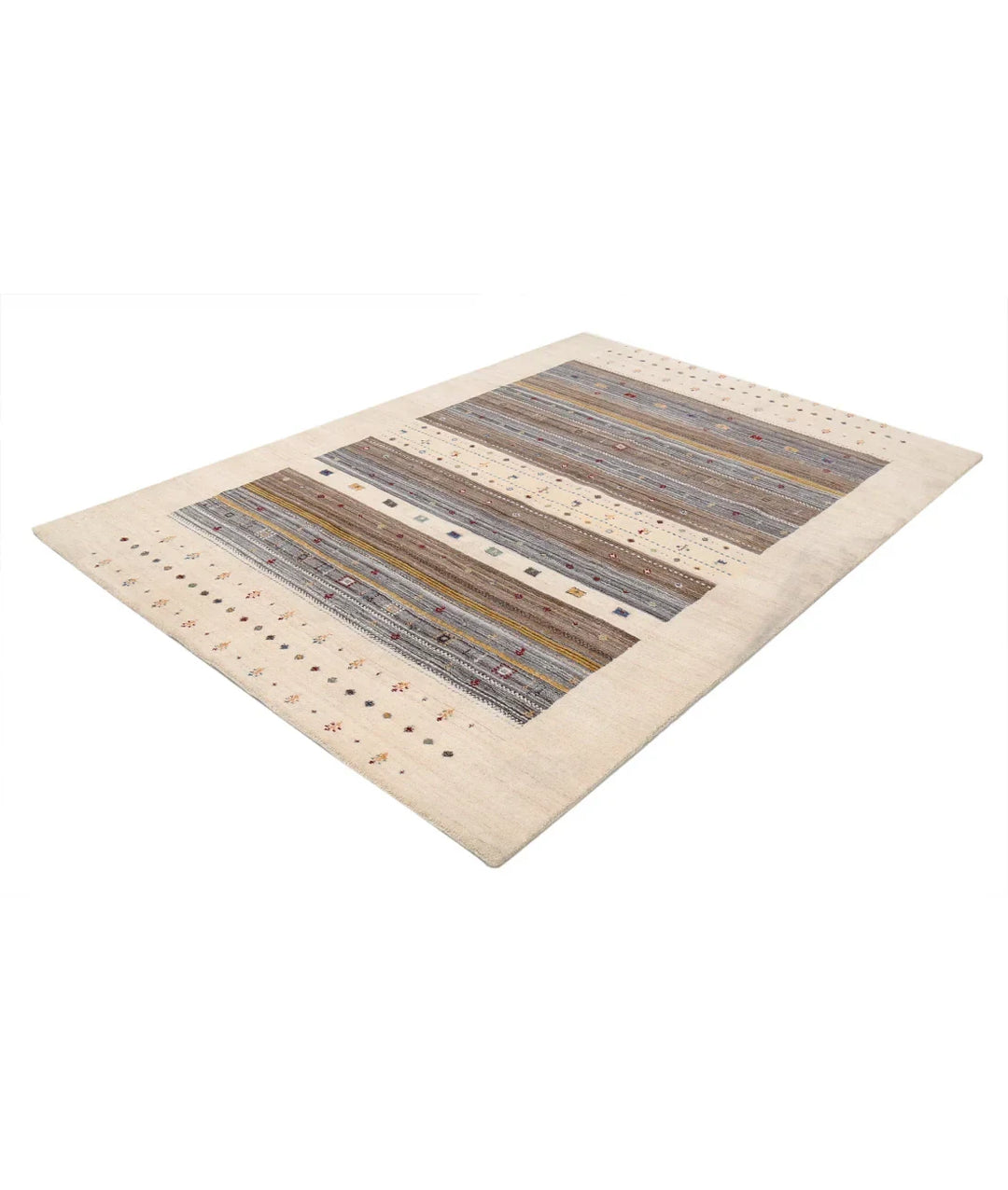 Ivory Indian Lori Rug 5' 8" x 7' 7" Hand-Knotted | No. AT82113
