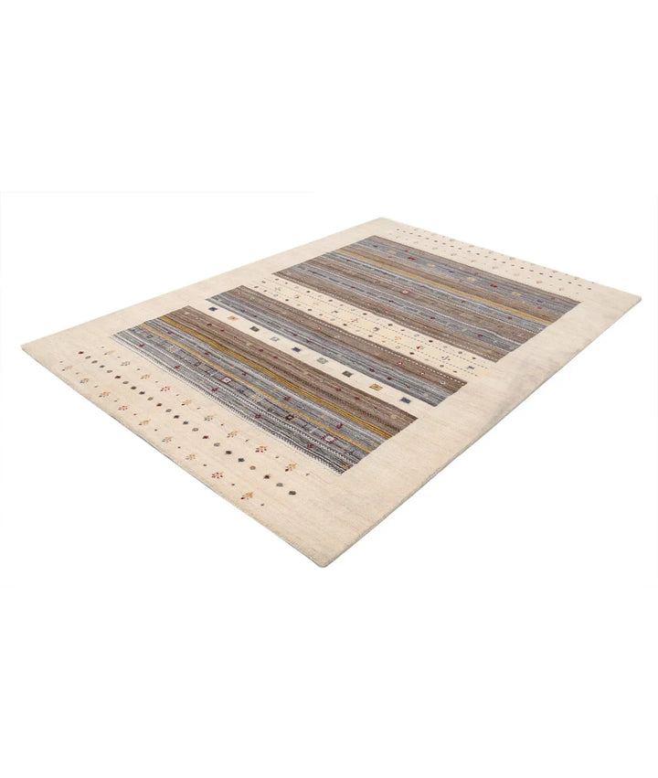Ivory Indian Lori Rug 5' 8" x 7' 7" Hand-Knotted | No. AT82113