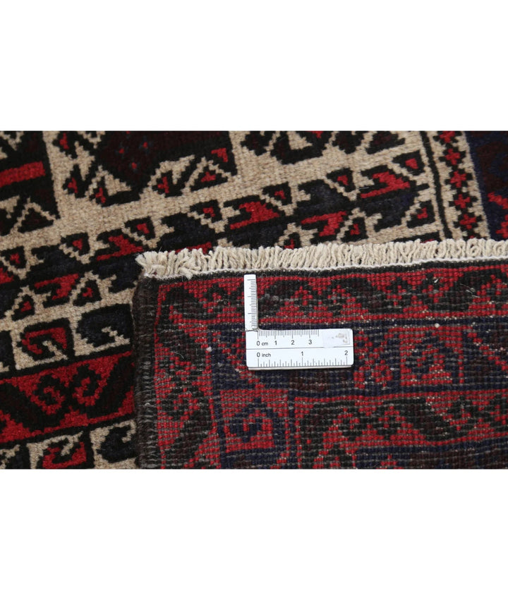 Red Afghan Baluchi Rug 2' 10" x 5' 0" Hand-Knotted | No. AT82385
