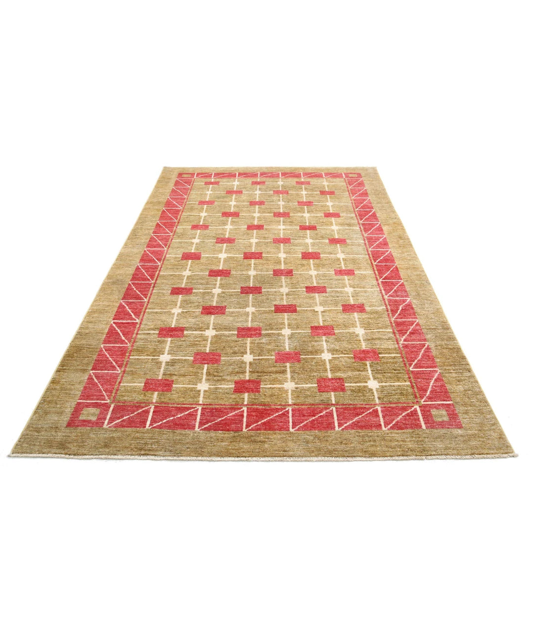 Afghan Modcar Rug 5'8" x 8'11" Hand-Knotted | No. AT82439