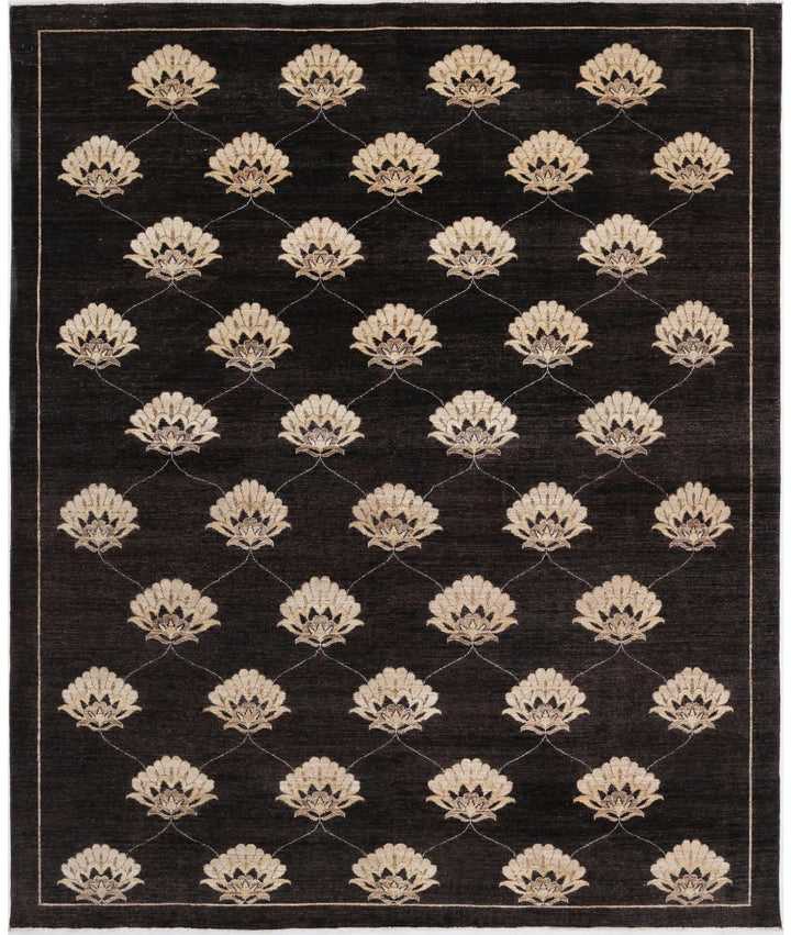 Brown Afghan Oriental Rug 8' 0" x 9' 5" Hand-Knotted | No. AT82548