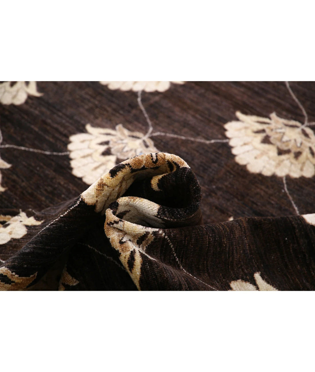 Brown Afghan Oriental Rug 8' 0" x 9' 5" Hand-Knotted | No. AT82548