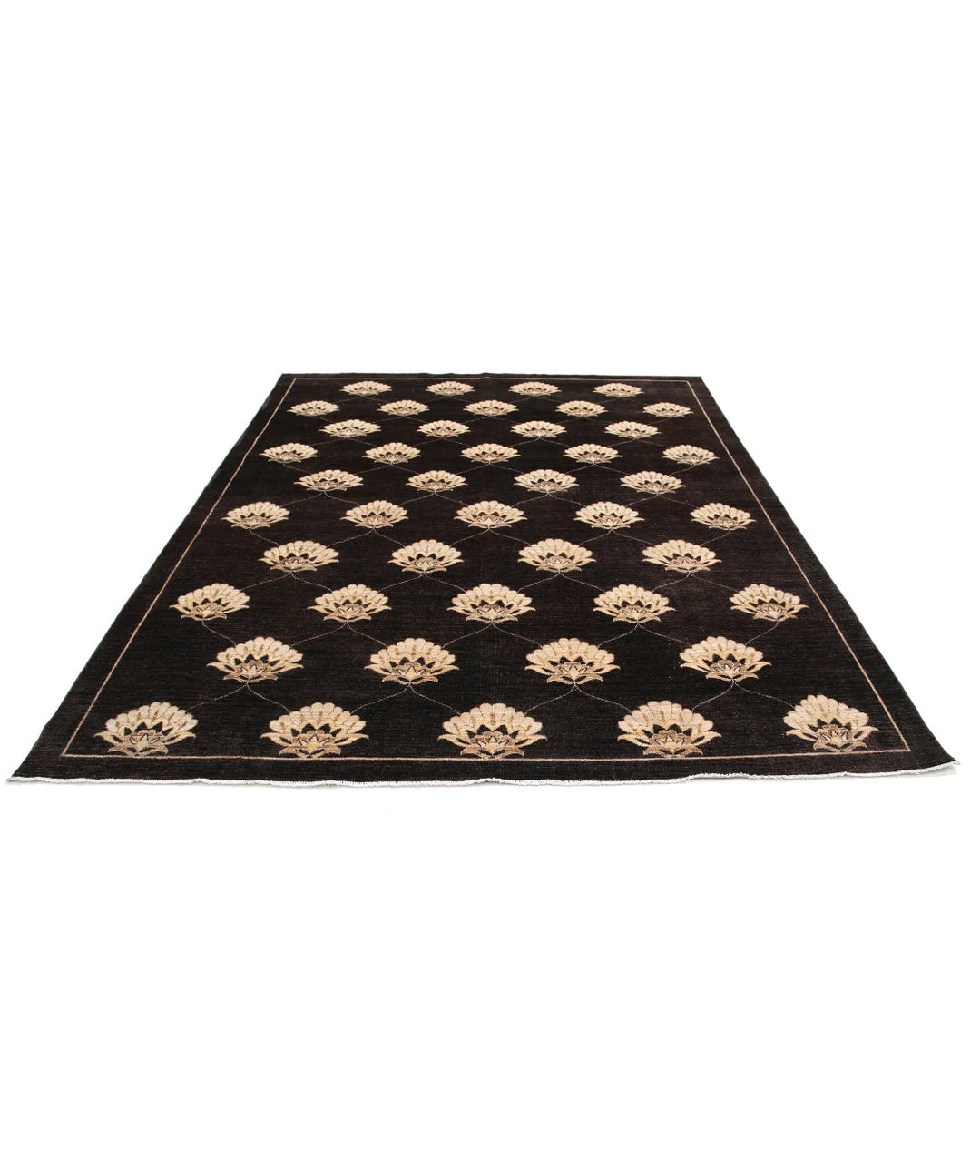Brown Afghan Oriental Rug 8' 0" x 9' 5" Hand-Knotted | No. AT82548