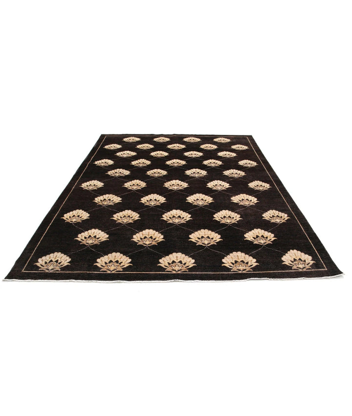 Brown Afghan Oriental Rug 8' 0" x 9' 5" Hand-Knotted | No. AT82548