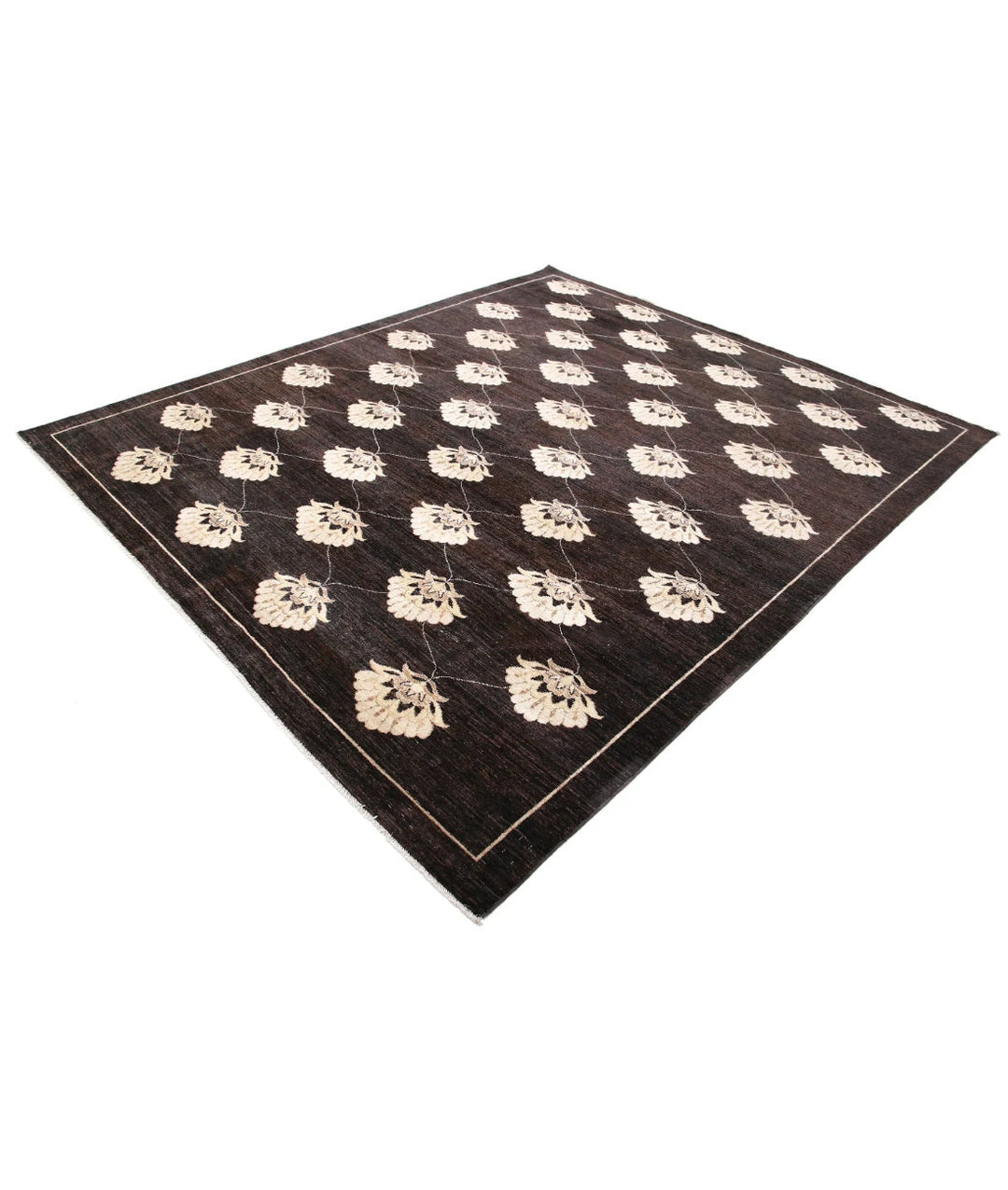 Brown Afghan Oriental Rug 8' 0" x 9' 5" Hand-Knotted | No. AT82548