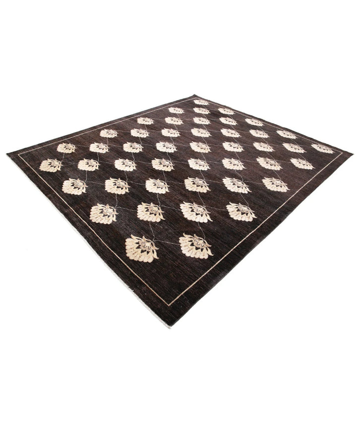 Brown Afghan Oriental Rug 8' 0" x 9' 5" Hand-Knotted | No. AT82548