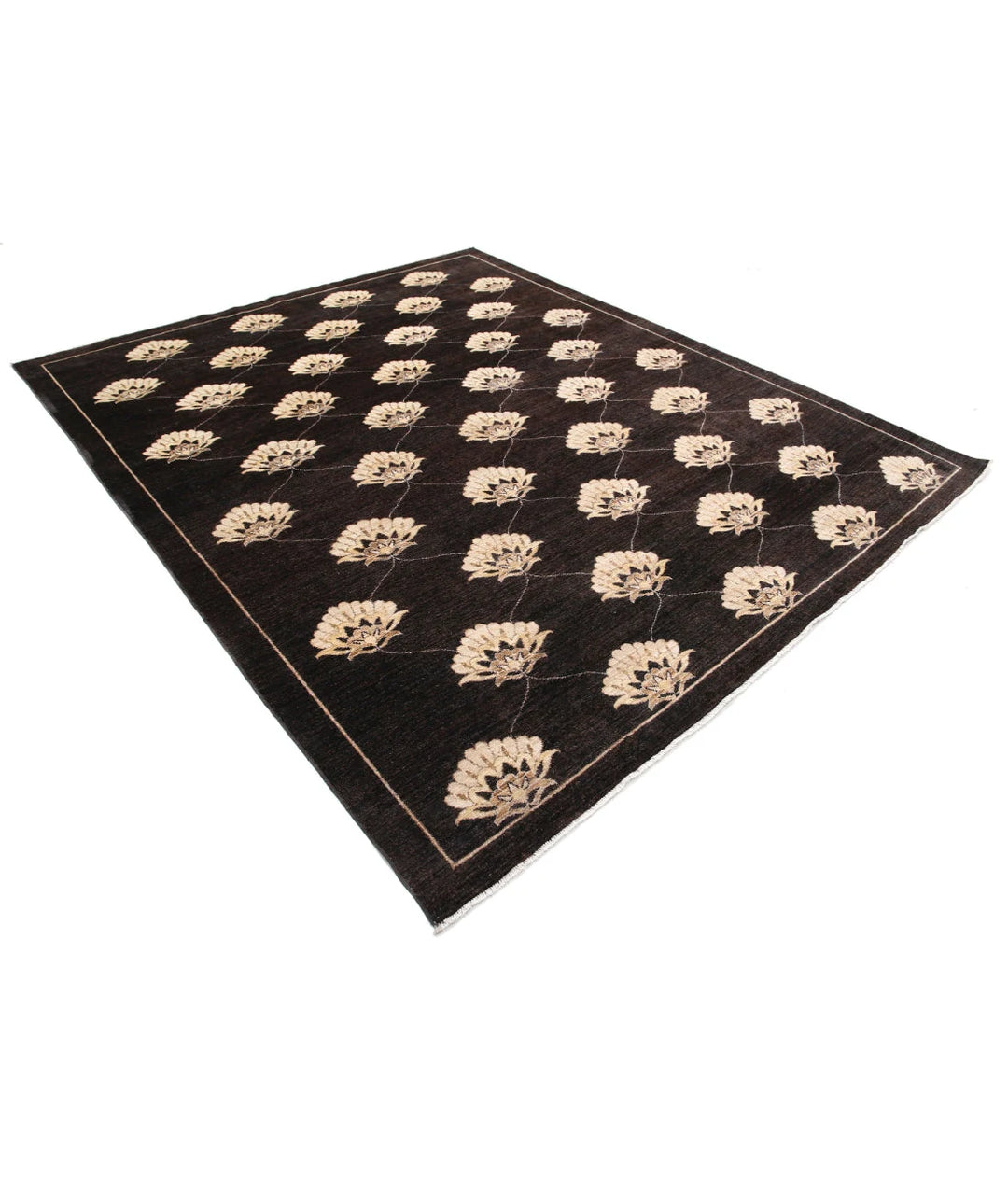 Brown Afghan Oriental Rug 8' 0" x 9' 5" Hand-Knotted | No. AT82548