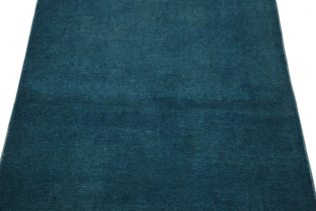 Teal Afghan Overdye Rug 3' 0" x 4' 11" Hand-Knotted | No. AT82662