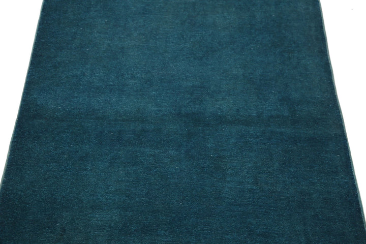 Teal Afghan Overdye Rug 3' 0" x 4' 11" Hand-Knotted | No. AT82662