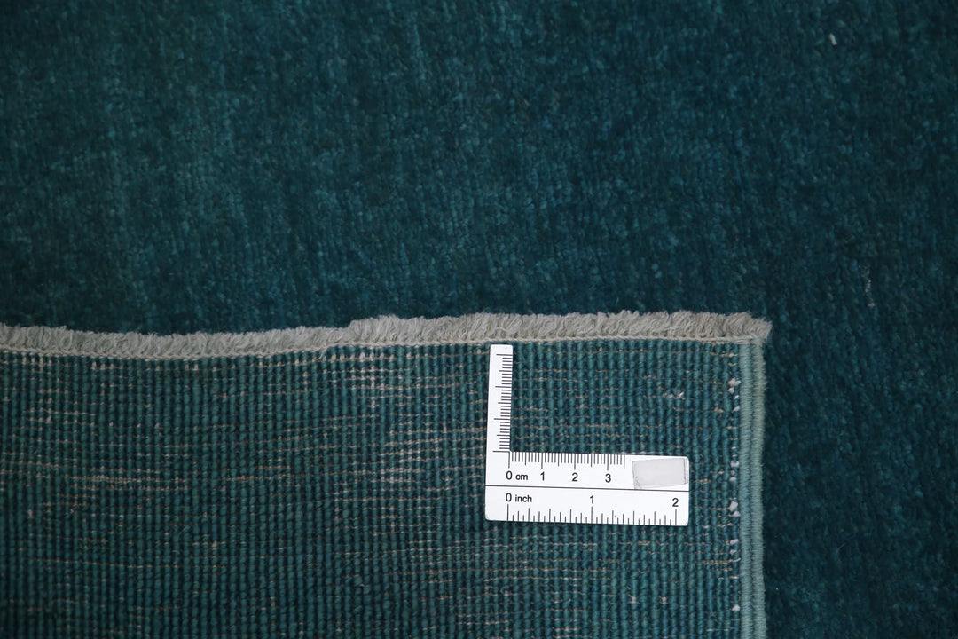 Teal Afghan Overdye Rug 3' 0" x 4' 11" Hand-Knotted | No. AT82662