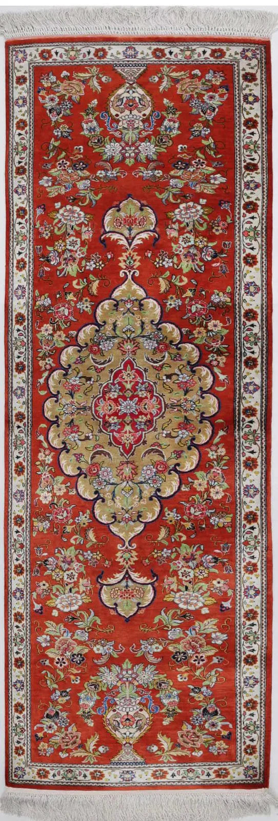Persian Qum Silk Runner Rug 1' 7" x 5' 3" Hand-Knotted | No. AT82689