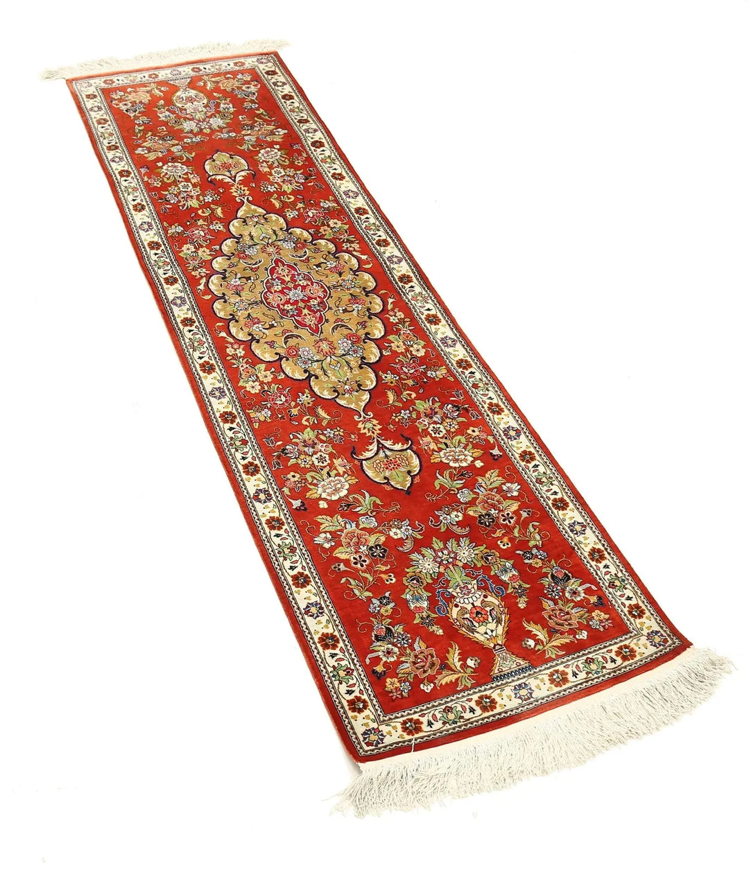 Persian Qum Silk Runner Rug 1' 7" x 5' 3" Hand-Knotted | No. AT82689