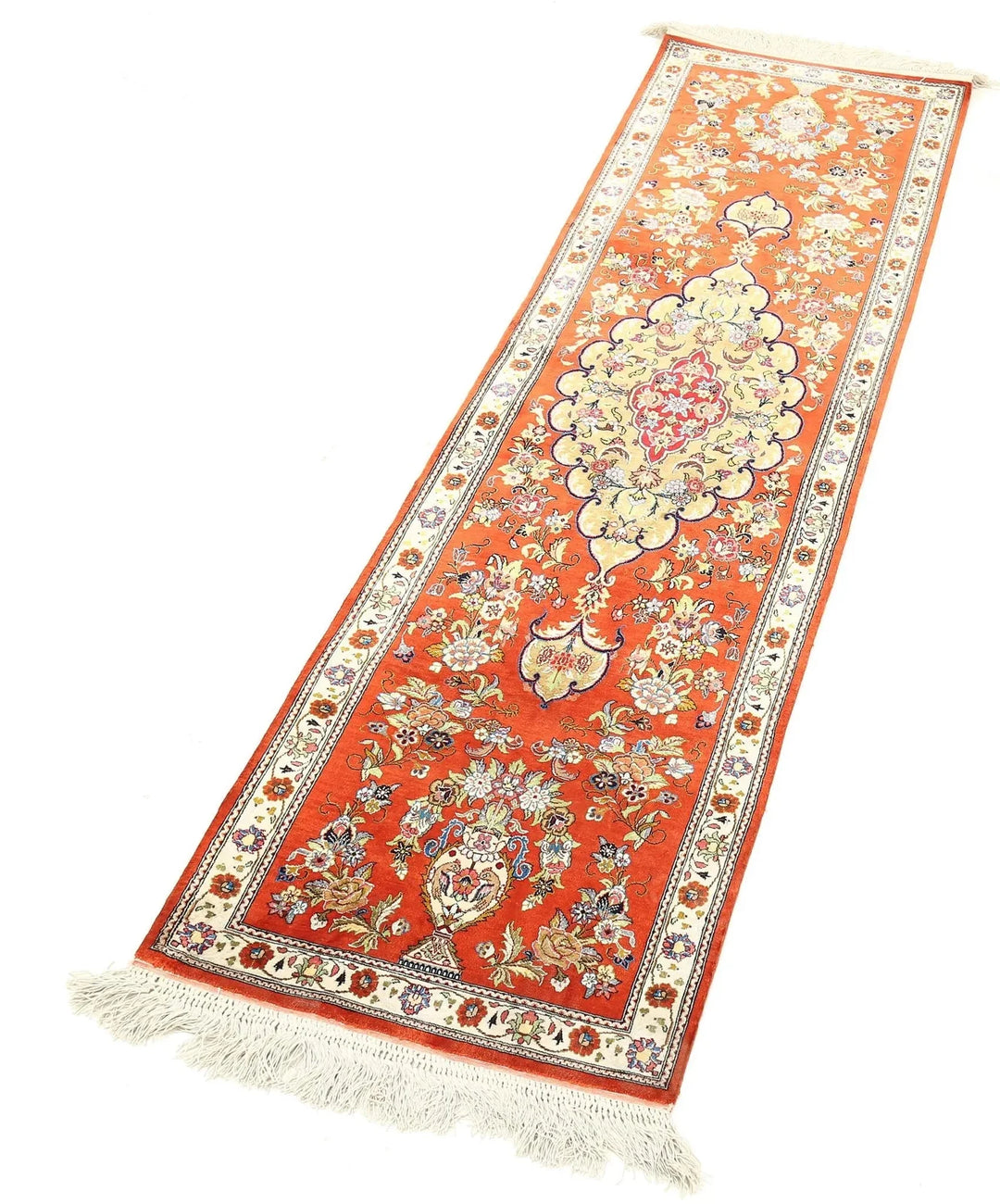 Persian Qum Silk Runner Rug 1' 7" x 5' 3" Hand-Knotted | No. AT82689