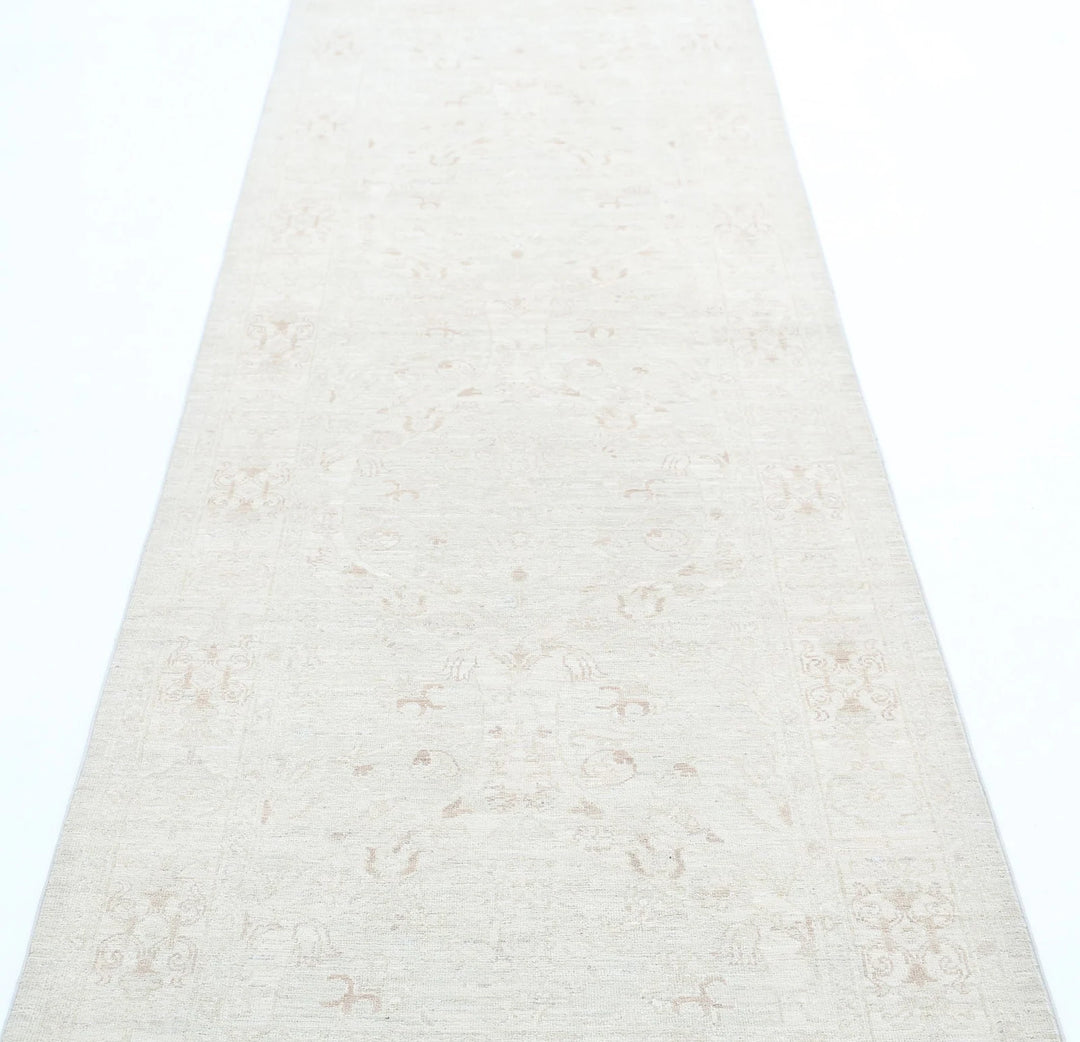 Ivory Afghan Serenity Rug 3' 0" x 9' 8" Hand-Knotted | No. AT82704