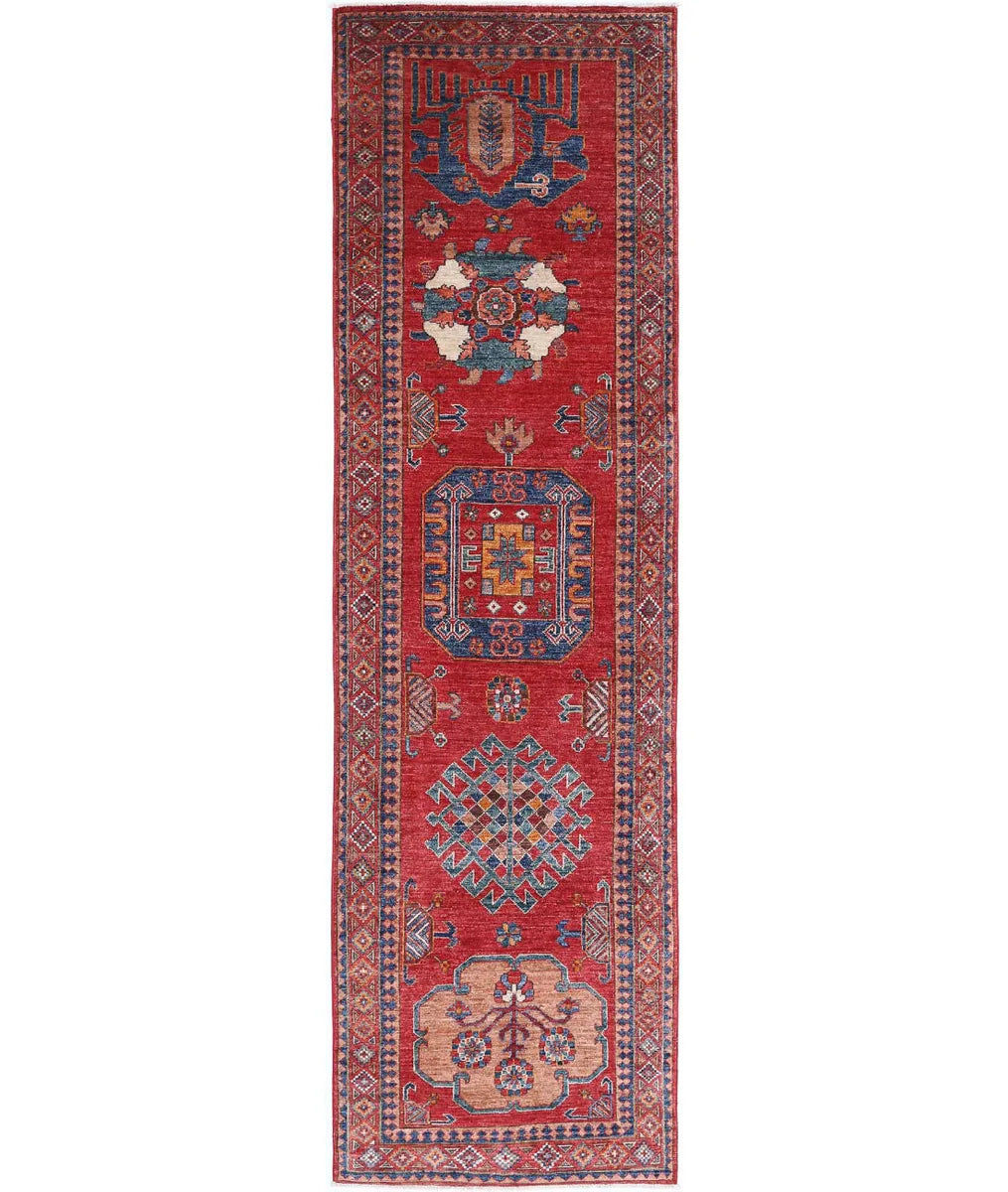Red Afghan Tribal Rug 2' 8" x 9' 11" Hand-Knotted | No. AT827493