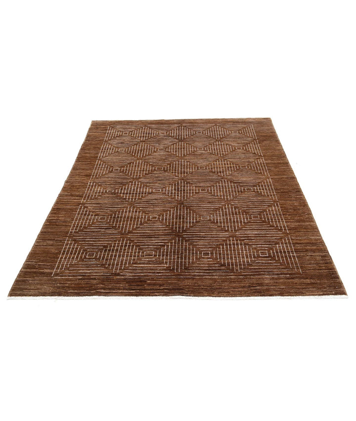 Afghan Modcar Rug 5' 2" x 6' 2" Hand-Knotted | No. AT82754