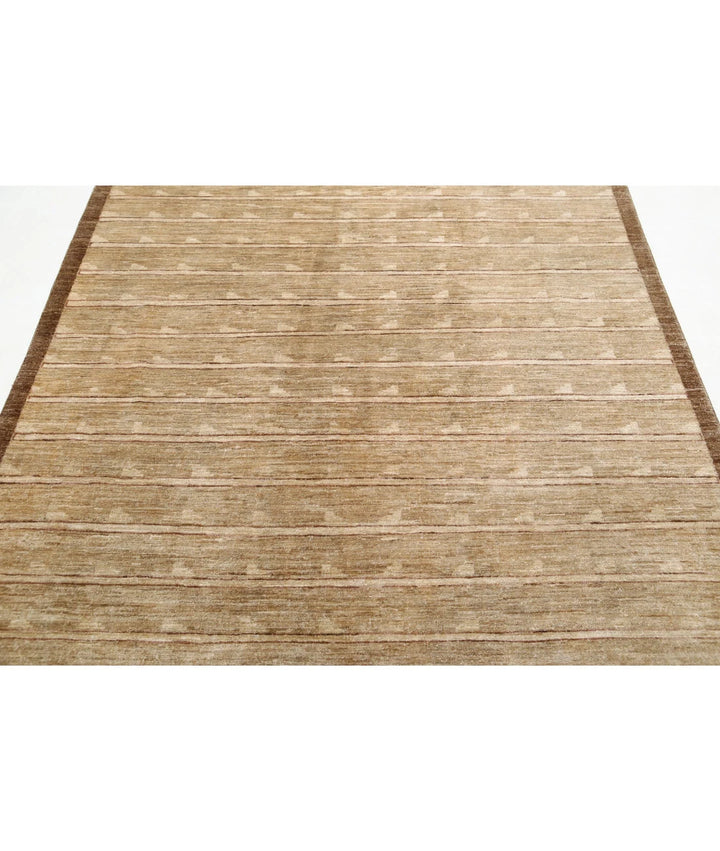 Beige Afghan Modcar Rug 5' 7" x 7' 7" Hand-Knotted | No. AT82789