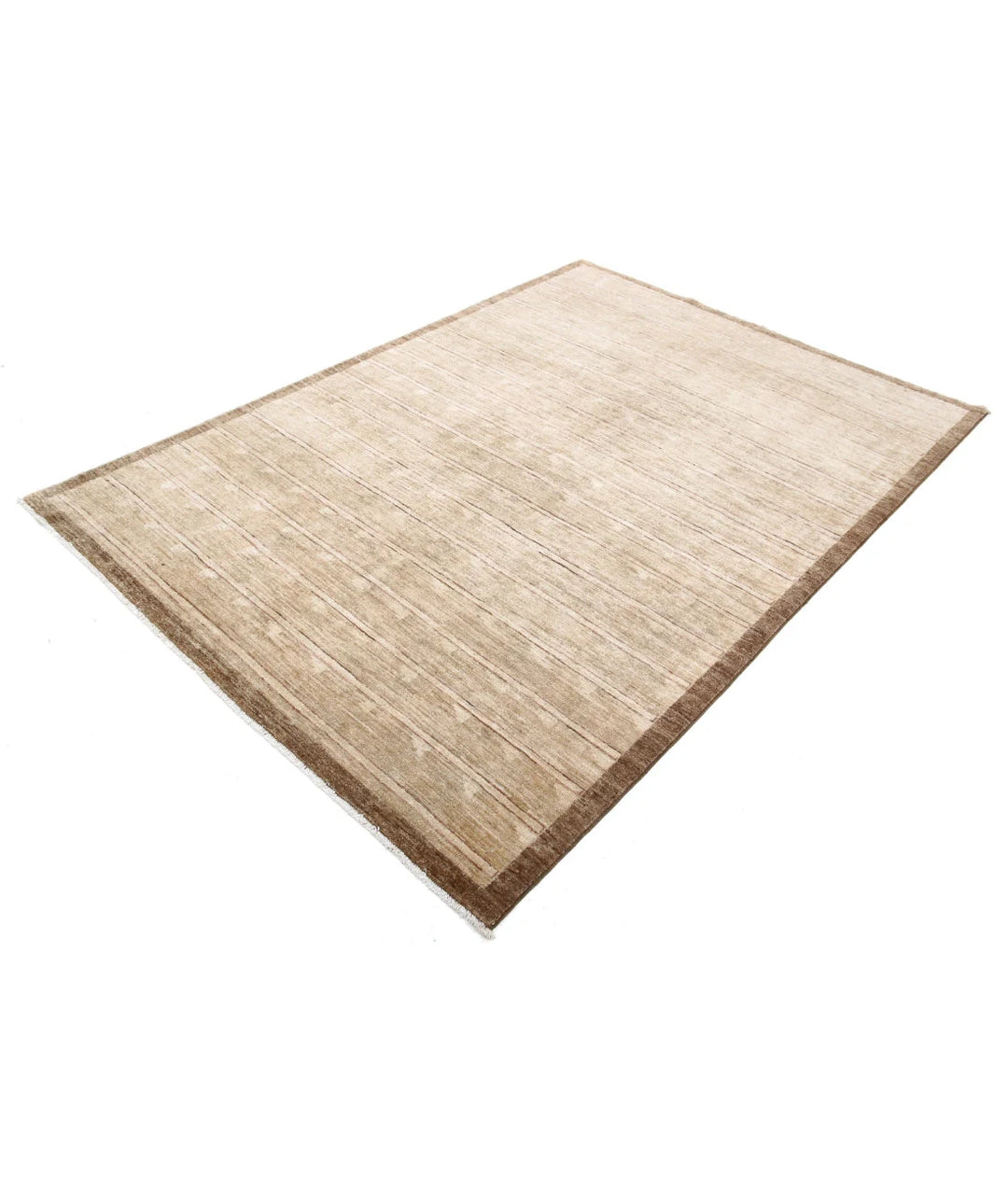 Beige Afghan Modcar Rug 5' 7" x 7' 7" Hand-Knotted | No. AT82789