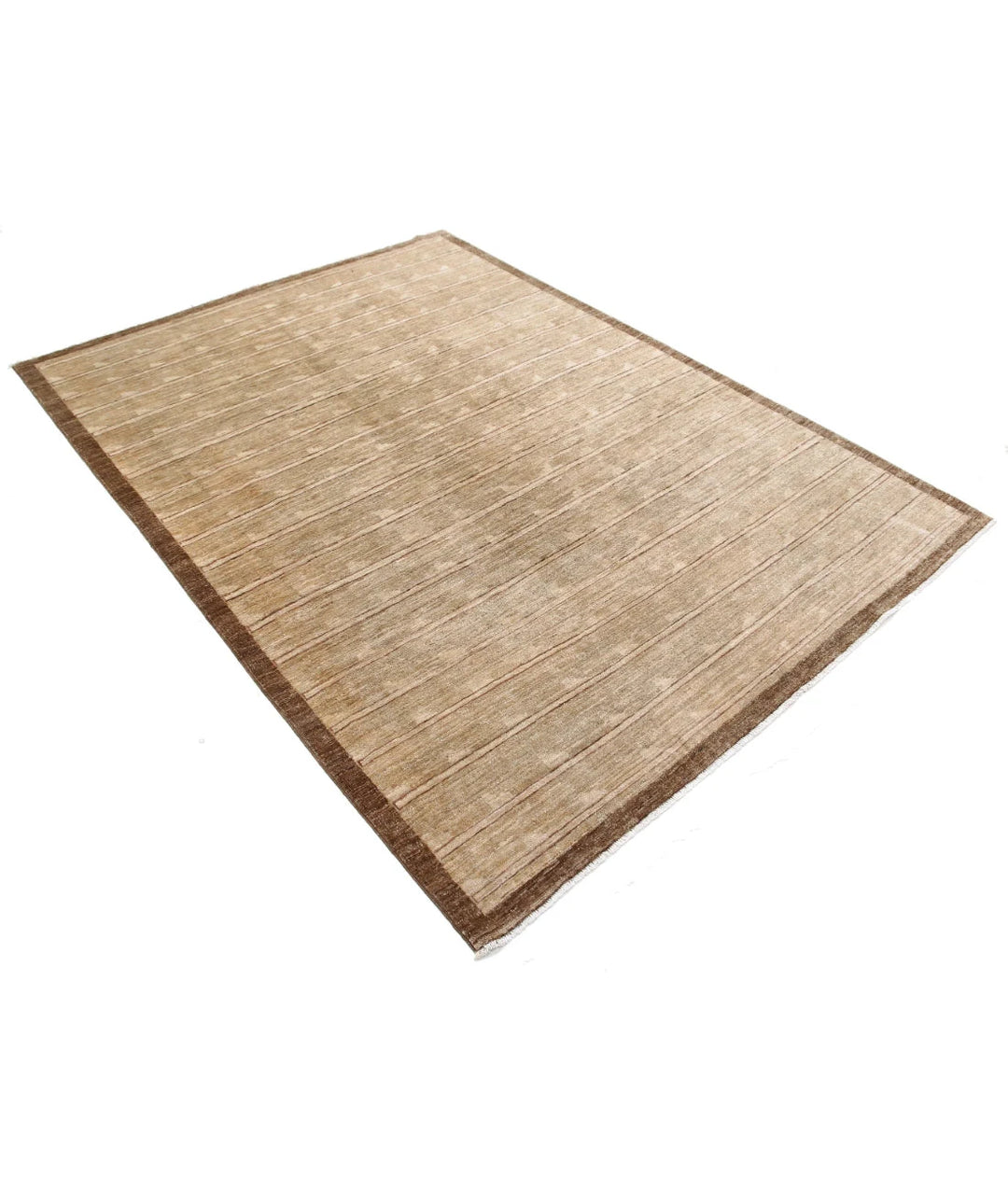 Beige Afghan Modcar Rug 5' 7" x 7' 7" Hand-Knotted | No. AT82789