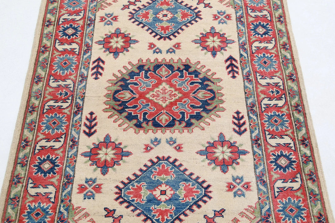 Afghan Kazak Rug 3' 4" x 4' 8" Hand-Knotted | No. AT83053