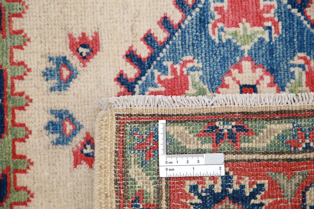 Afghan Kazak Rug 3' 4" x 4' 8" Hand-Knotted | No. AT83053