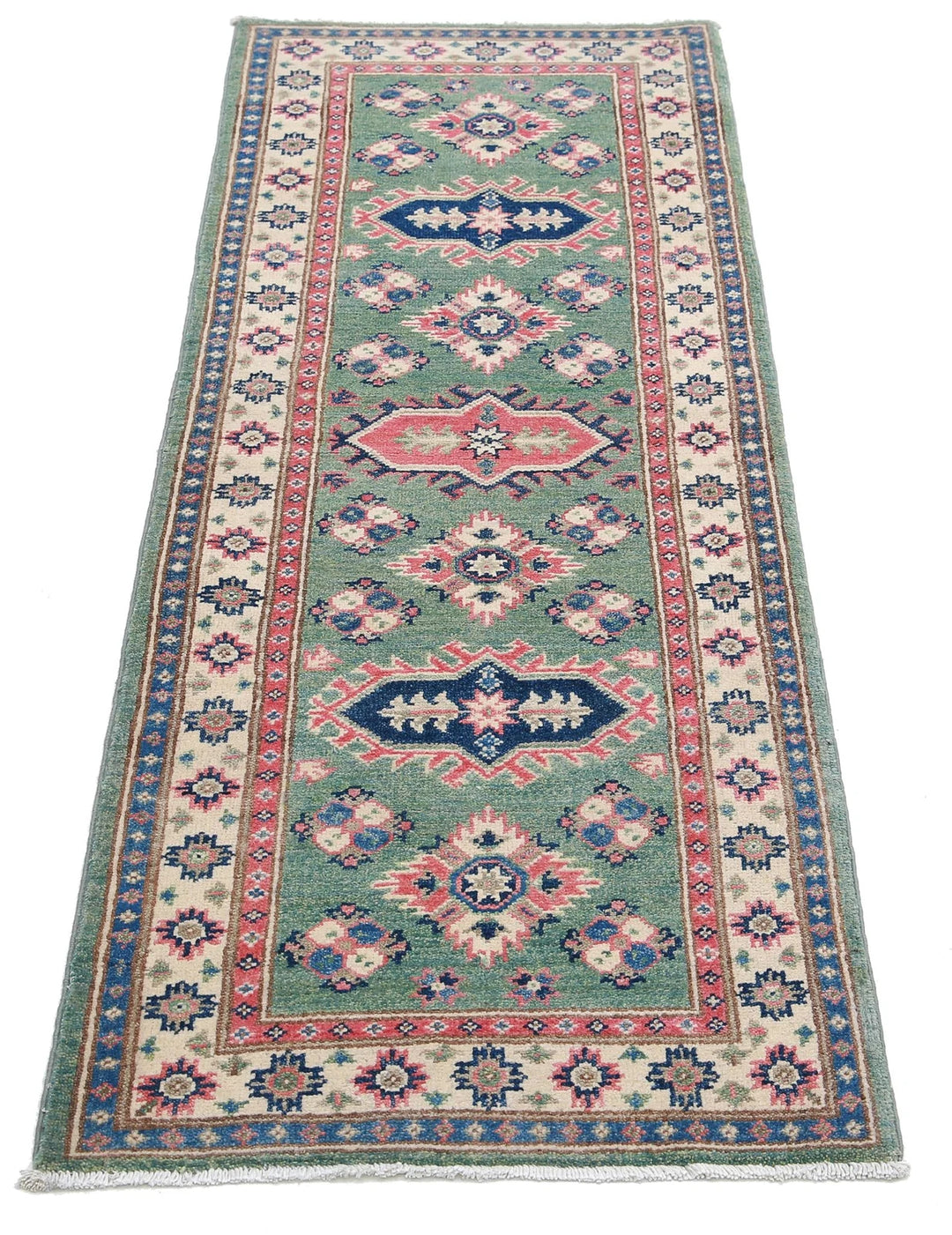 Afghan Kazak Rug 1' 11" x 5' 7" Hand-Knotted | No. AT83097