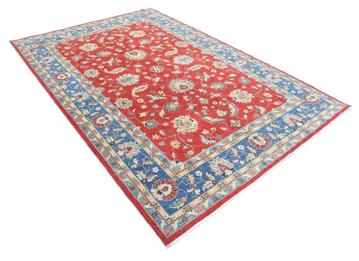 Afghan Ziegler Rug 6' 6" x 9' 6" Hand-Knotted | No. AT83146