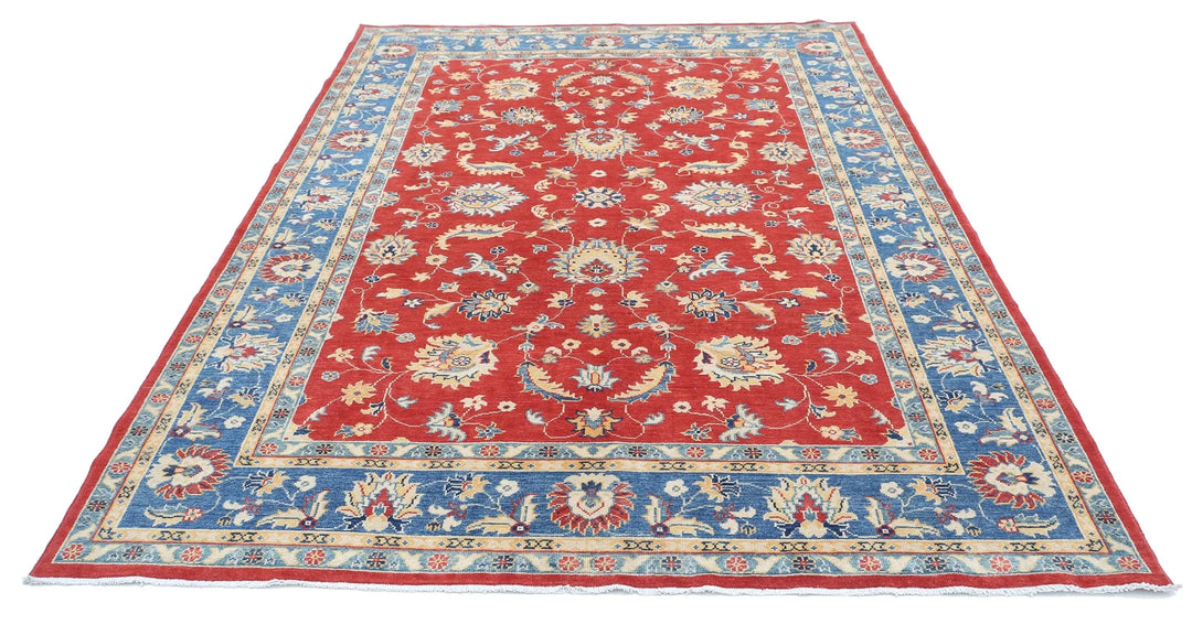 Afghan Ziegler Rug 6' 6" x 9' 6" Hand-Knotted | No. AT83146